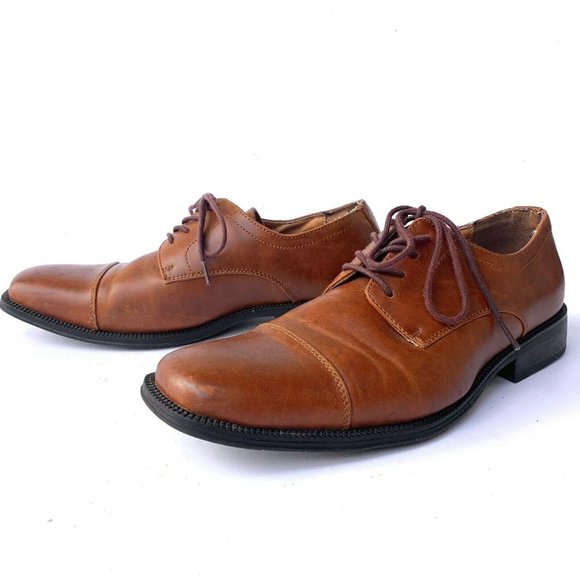 Alfani Adam Mens Shoes Size 9‎ M Brown Cap Toe Lace - Picture 1 of 8